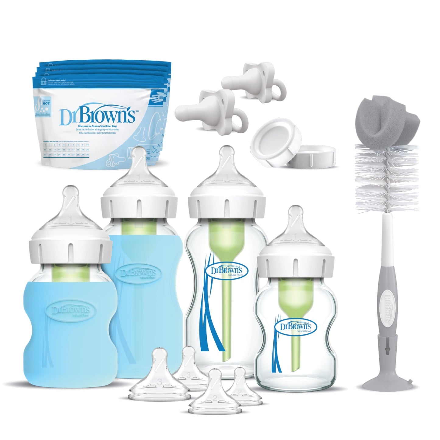 Dr. Brown's Options + Wide Neck Glass Baby Bottle Starter Set