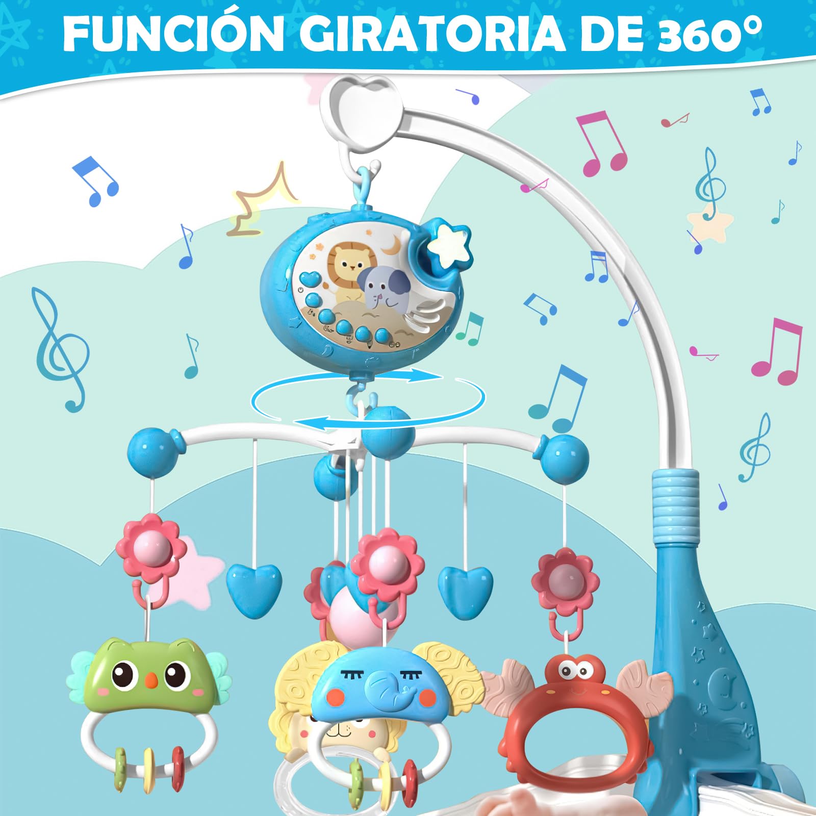 HNTCSR Movil para Cuna de Bebe - Proyector para Bebe, Cuna para Bebe, Cosas para Bebes Recien Nacidos, Baby Einstein Pecera（Azul）