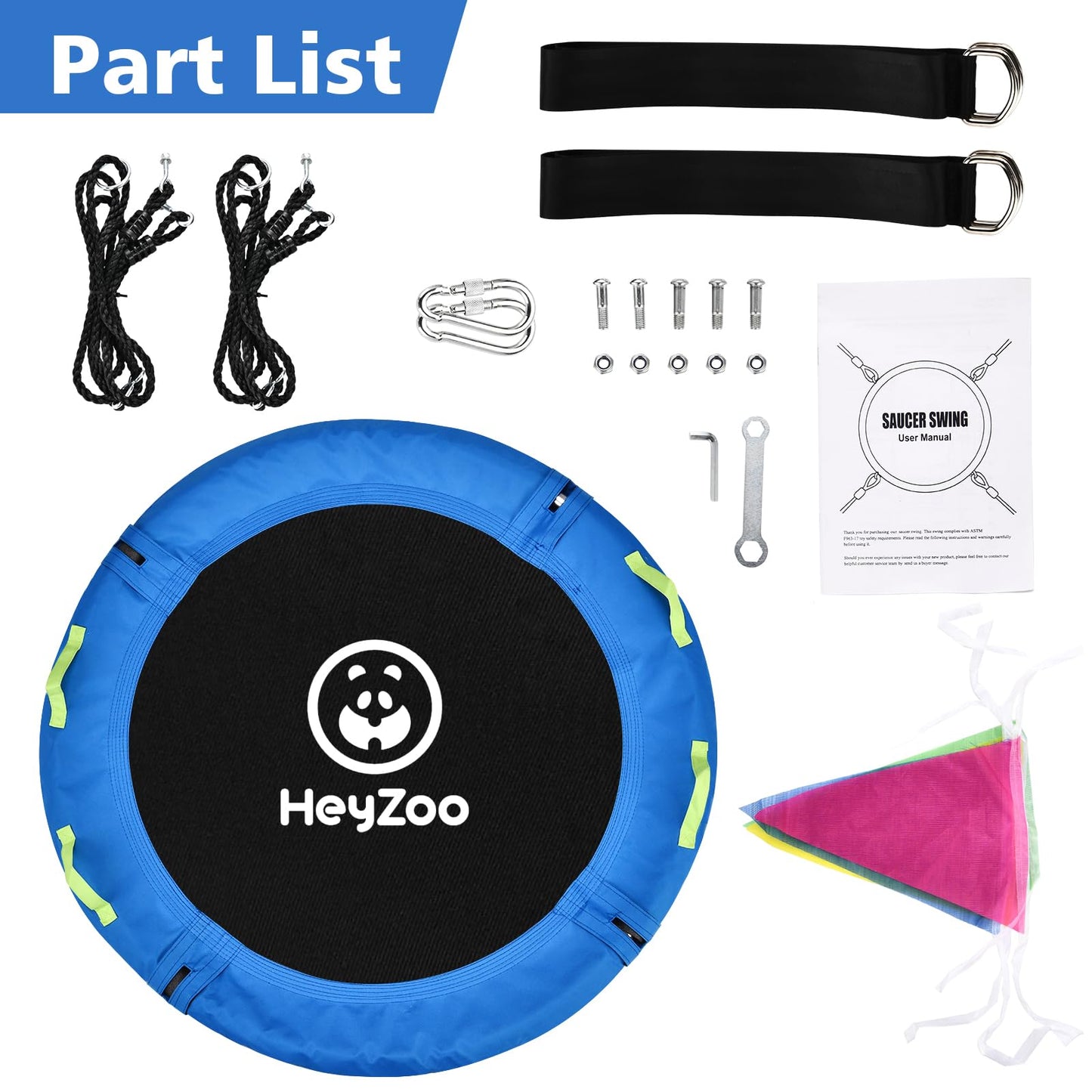 HeyZoo - Columpio de árbol de 48 pulgadas, platillo más grande para toda la familia, capacidad de peso de 900 libras, con correas ajustables para colgar, juegos de columpio para patio de juegos al