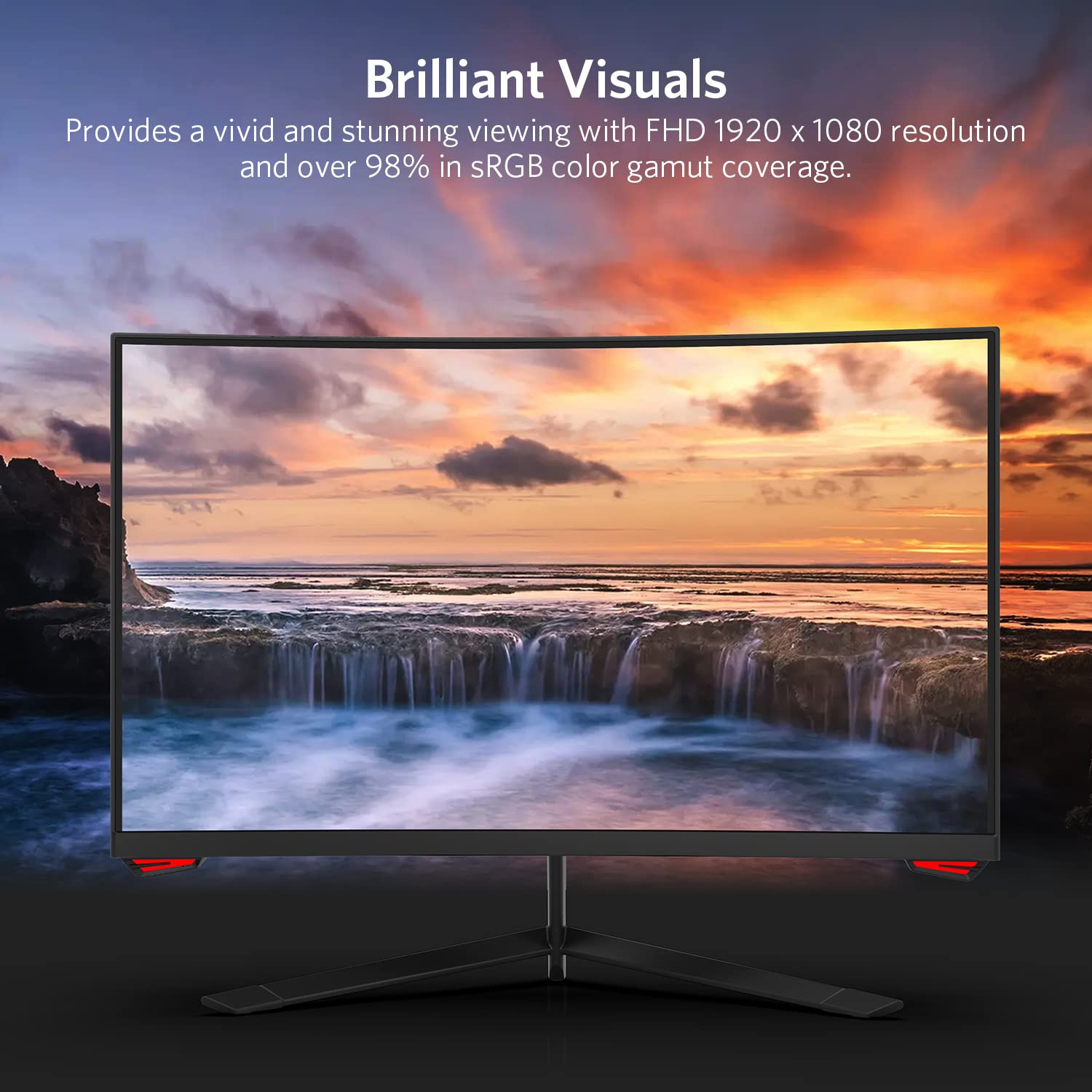Fiodio Monitor LED Curvado de 24 Pulgadas de 144 Hz Full HD 1080P HDMI VGA, Compatible con Montaje en Pared VESA (Cable DP Incluido), 24H3G