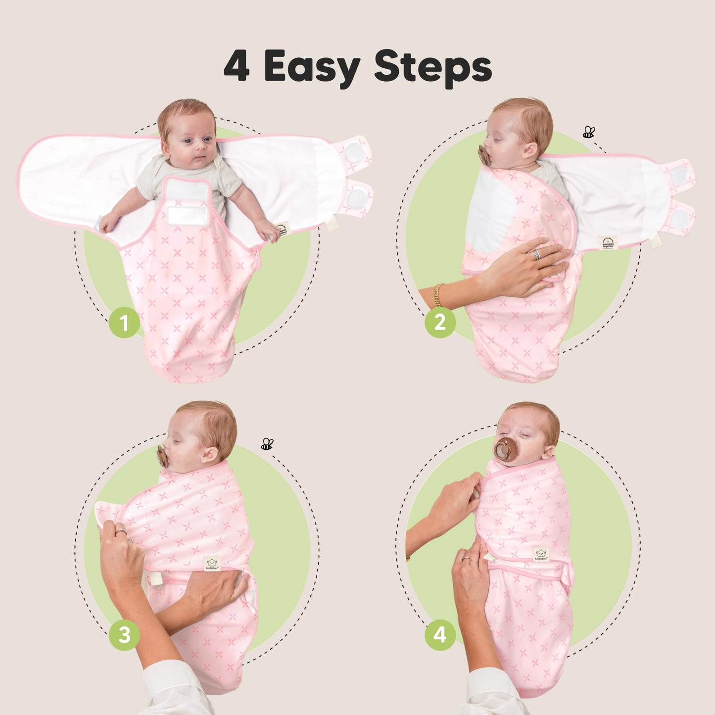 KeaBabies Sacos de Dormir para bebé con Cierre, Paquete de 3 pañales para recién Nacidos de 0 a 3 Meses, bebés, niñas, niños, Saco de Dormir Suave y Duradero, Manta de pañales fácil de Cambiar (Flor)