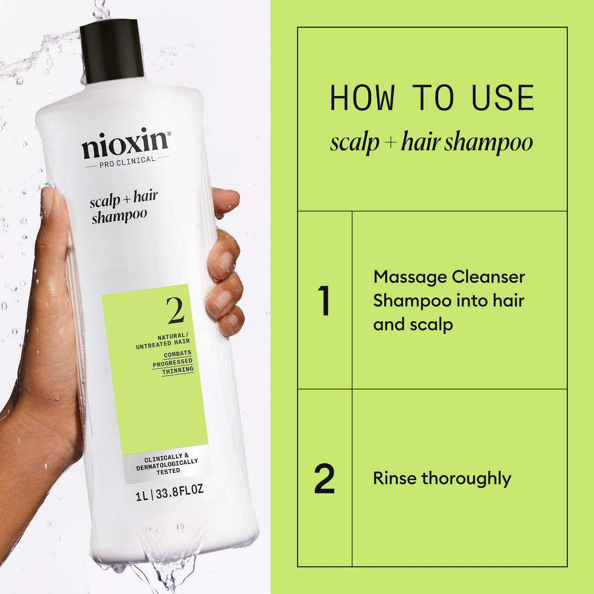 Nioxin Cleanser Shampoo System 2 for Fine Hair with Progressed Thinning, 33.8 Ounce