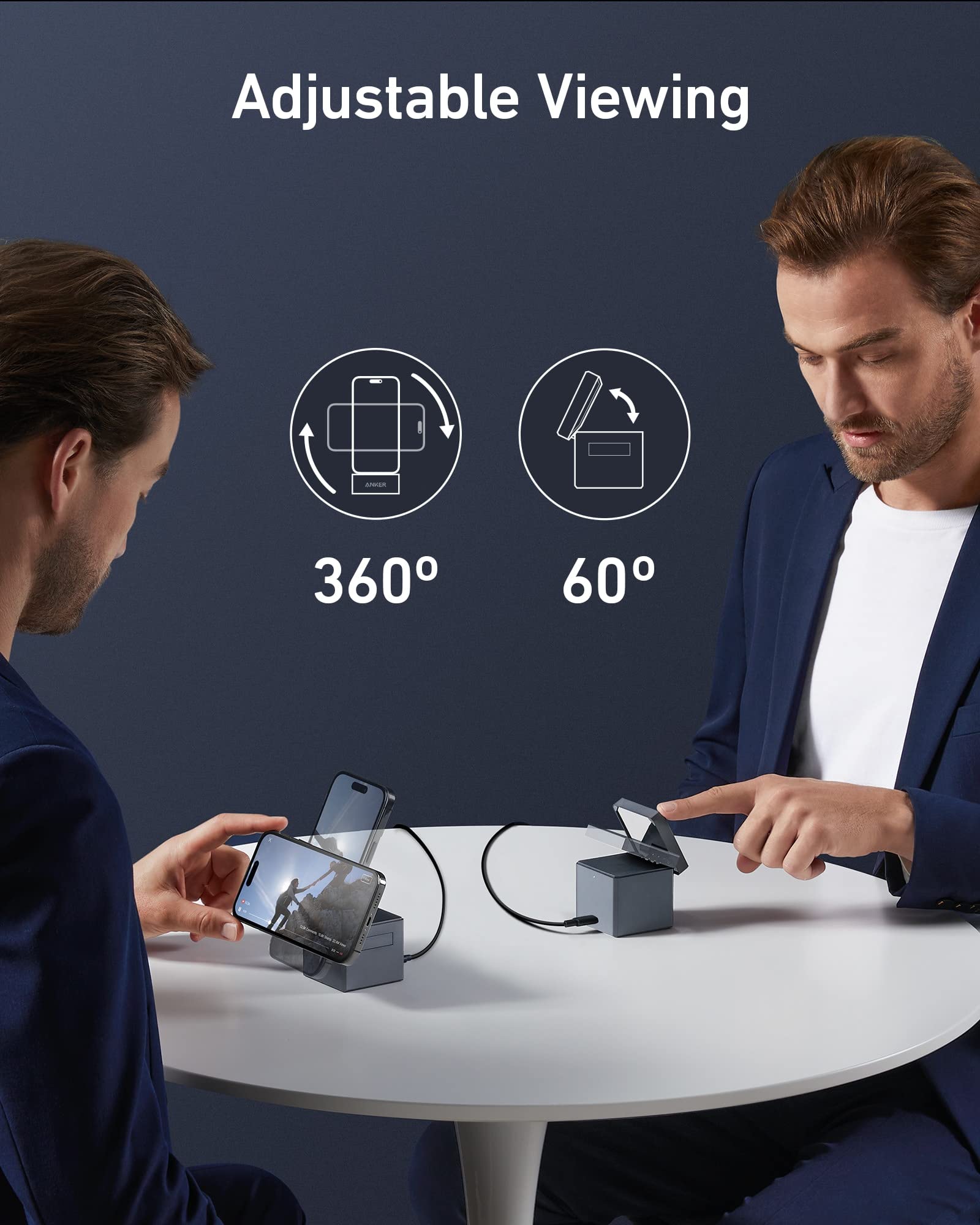 Cubo 3 en 1 Anker MagSafe Negro con Carga Inalámbrica 15 W para iPhone 15/14/13, Apple Watch y AirPods Pro