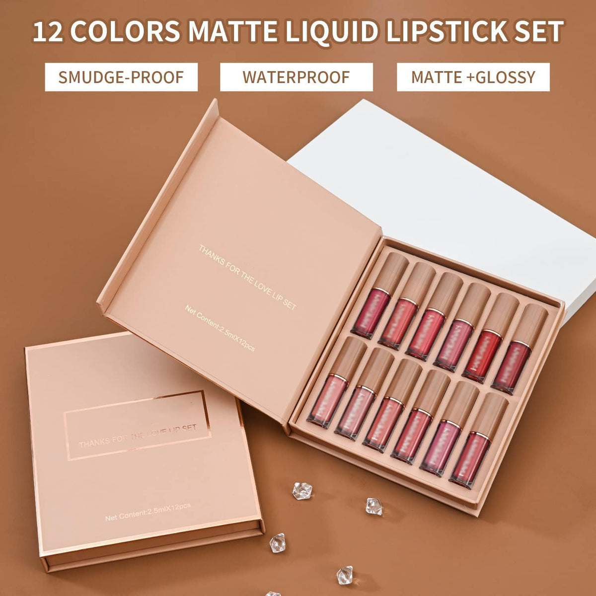 Aofong Set de 12 Lápices Labiales Líquidos Mate Aterciopelados