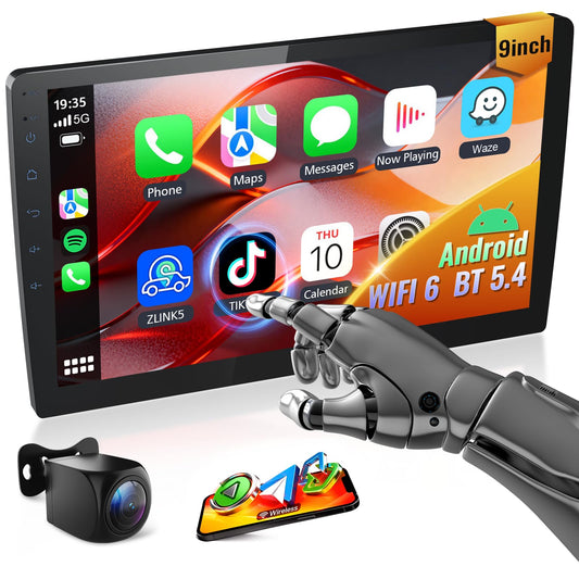 Radio de Coche Haudio Estéreo Negro con Pantalla Táctil IPS de 9 Pulgadas y Apple CarPlay
