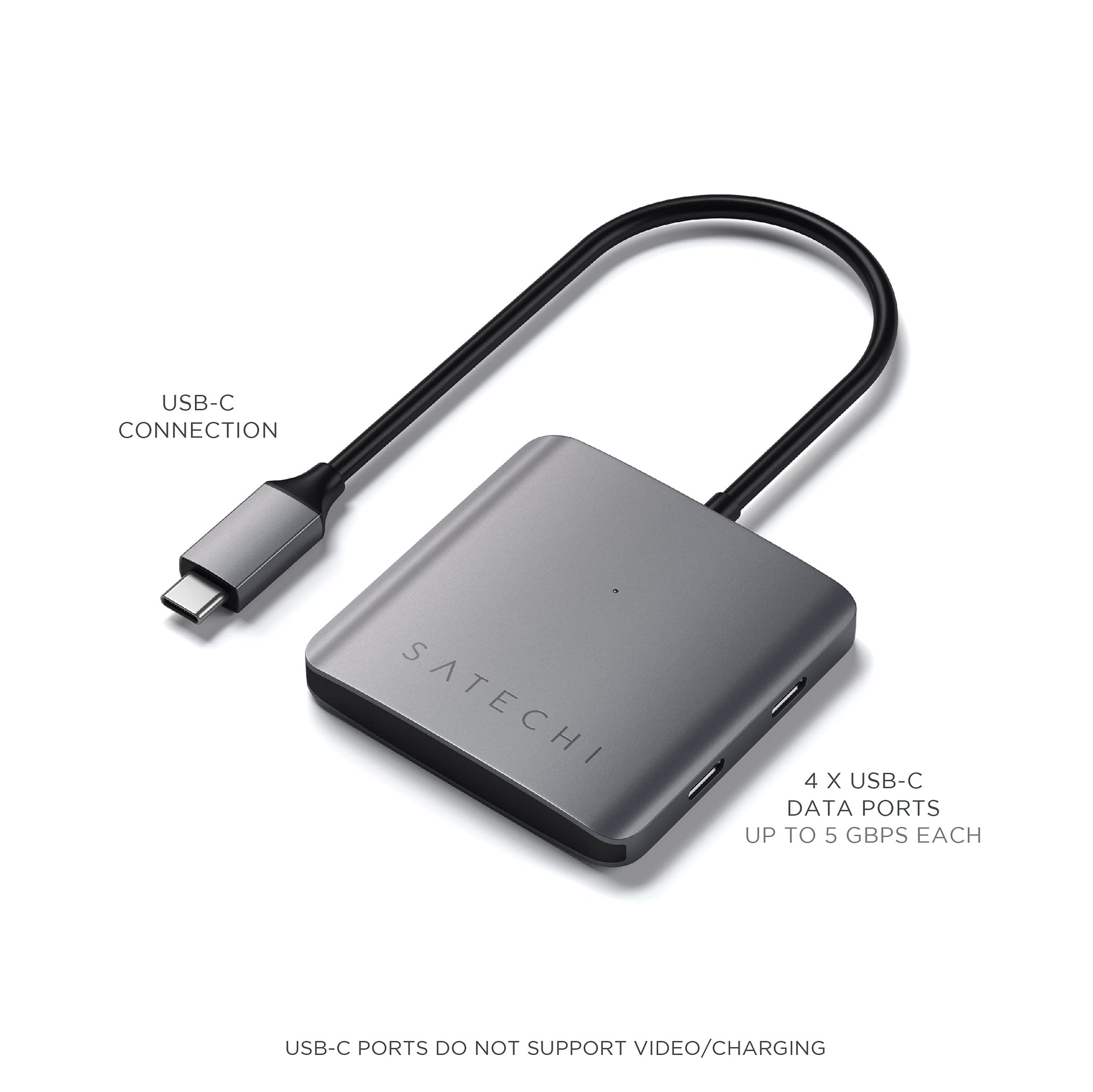 Concentrador USB-C de 4 Puertos SATECHI Plateado para Transferencia de Datos