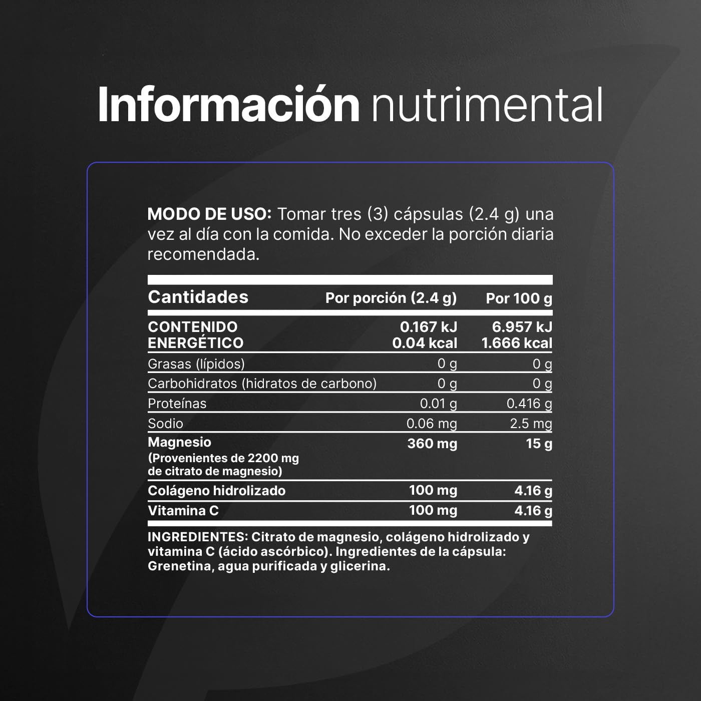B Life Citrato de Magnesio Puro | 500 cápsulas | 2400 mg por porción | Alta absorción | Adicionado con Vitamina C y Colágeno Hidrolizado | Ingredientes Naturales | Citrate Mag.
