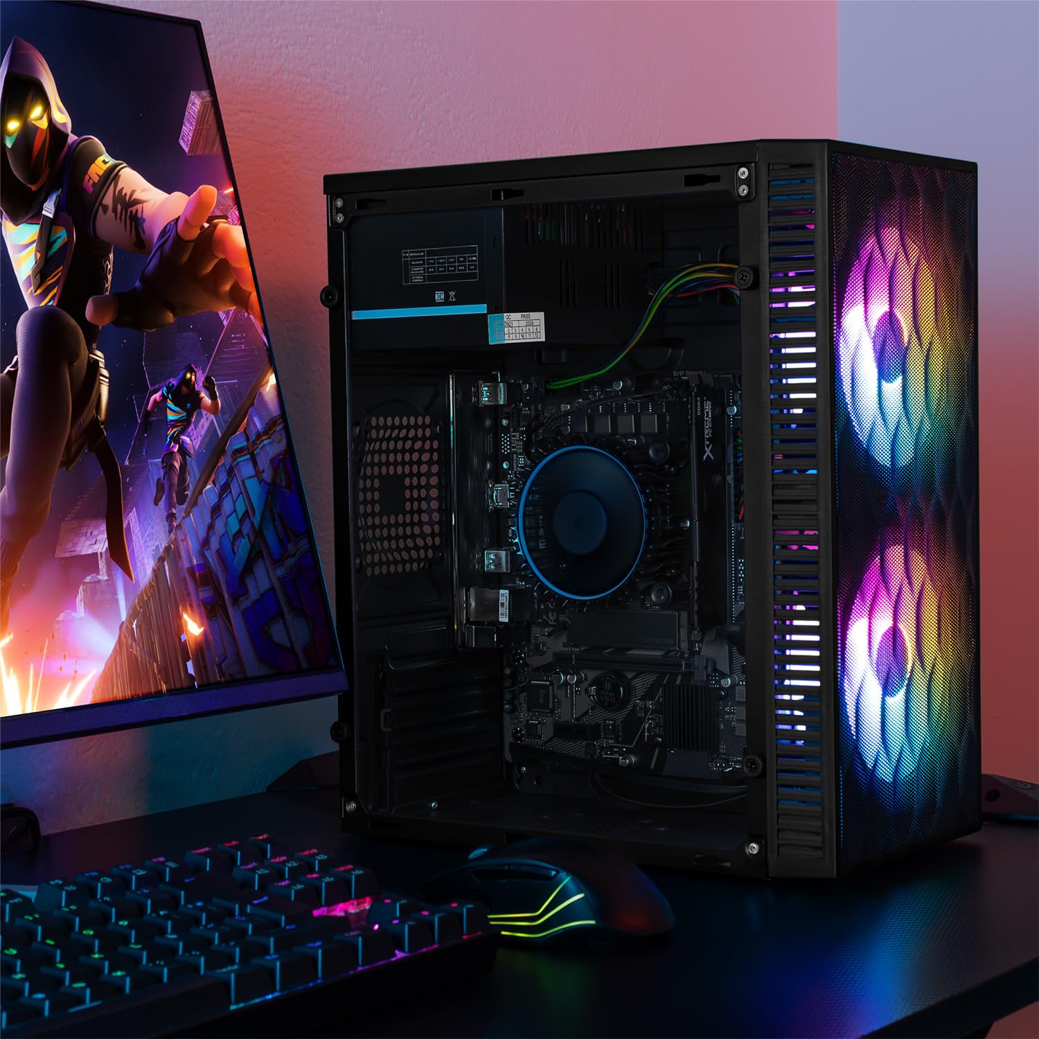 Computadora Xtreme PC Gaming Intel Core I5 12400 16GB SSD 1TB Monitor 23.8 Curvo 100Hz WiFi Negro Fuji