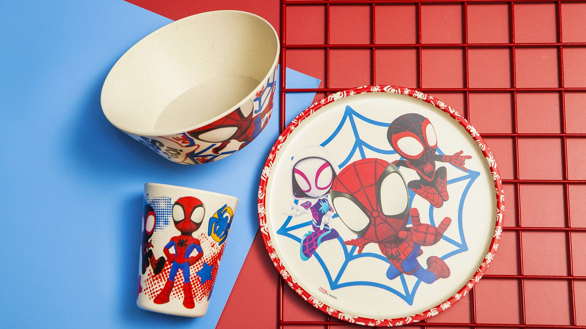 Juego de Vajilla Zak Designs Marvel Spider-Man Rojo Melamina Bambú para Niños (3 Piezas)