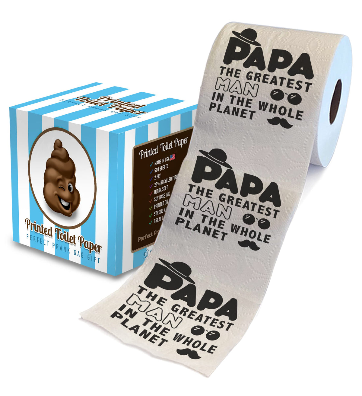 Rollo de Papel Higiénico Impreso TP El Hombre Más Grande del Planeta para el Día del Padre, Broma Divertida para Papá, Marido o Novio