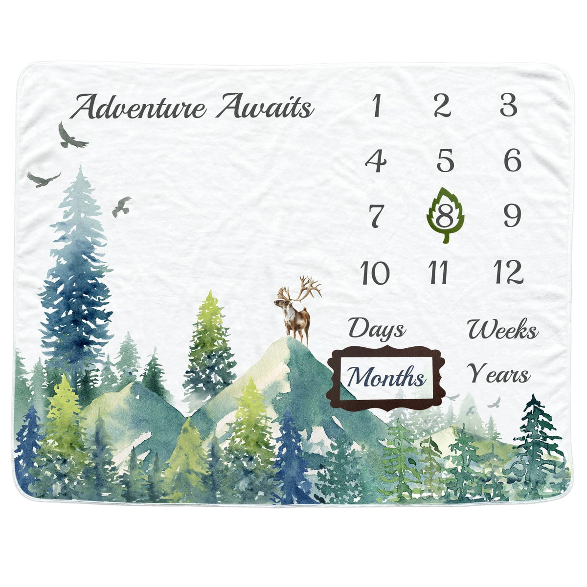 Vlokup - Manta mensual para bebé para niños y niñas, manta de franela suave para fotografía de fondo, montaña..