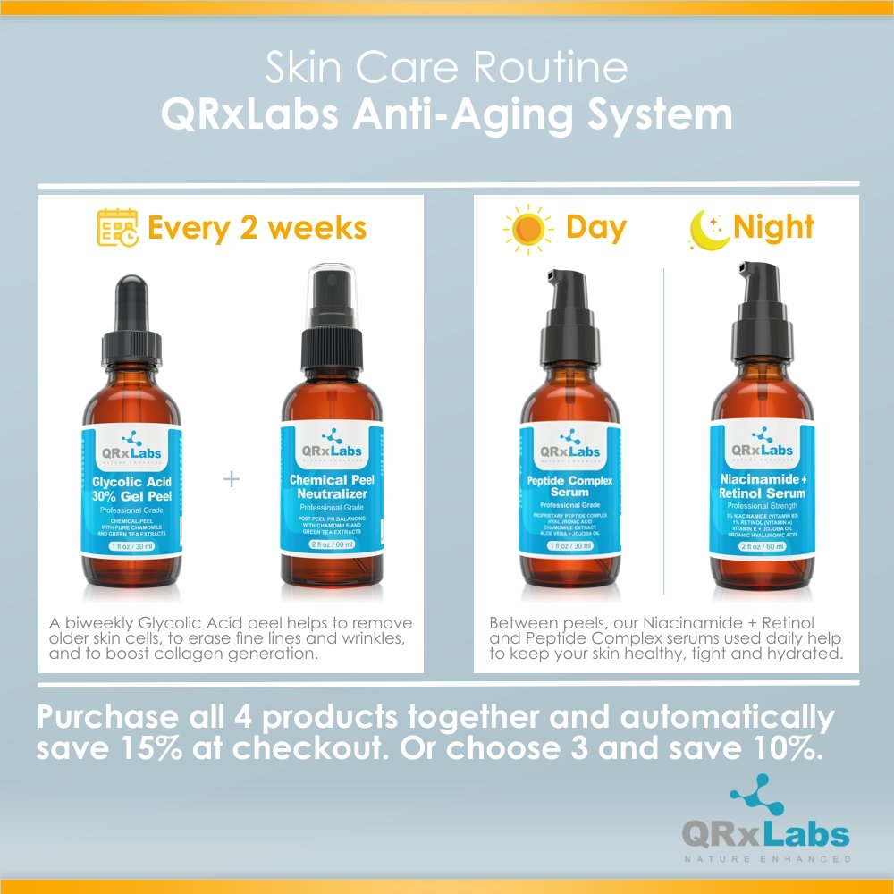 Peptide Complex Serum / Collagen Booster for the Face with Hyaluronic Acid and Chamomile Extract - Anti Aging Peptide Serum, Reduces Wrinkles, Heals and Repairs Skin - Tightening Effect - 1 fl oz