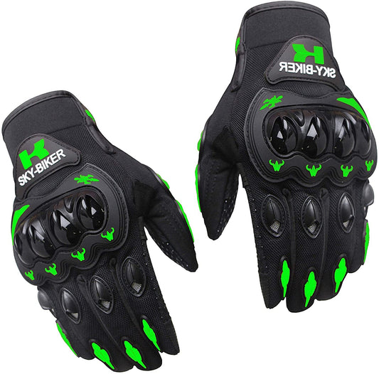 hanylish Guantes para Motociclista, Antideslizante, Cómodos y Ligeros para Hombre y Mujer, Protección Completa con Sensores Táctiles, Accesorios para Moto, Bicicleta y Senderismo (Negro - Verde, XXL)