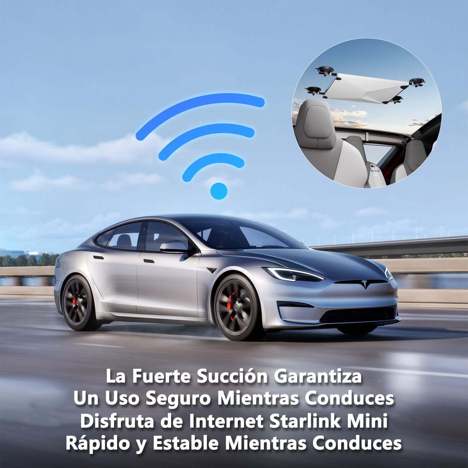 Kit de Mount para Starlink Mini para Coche, Kit de Montaje con Ventosa para Starlink Mini para Ventana y Techo Corredizo de Coche, Base para Starlink Mini, Mini Soporte para Starlink Mini, Accesorios