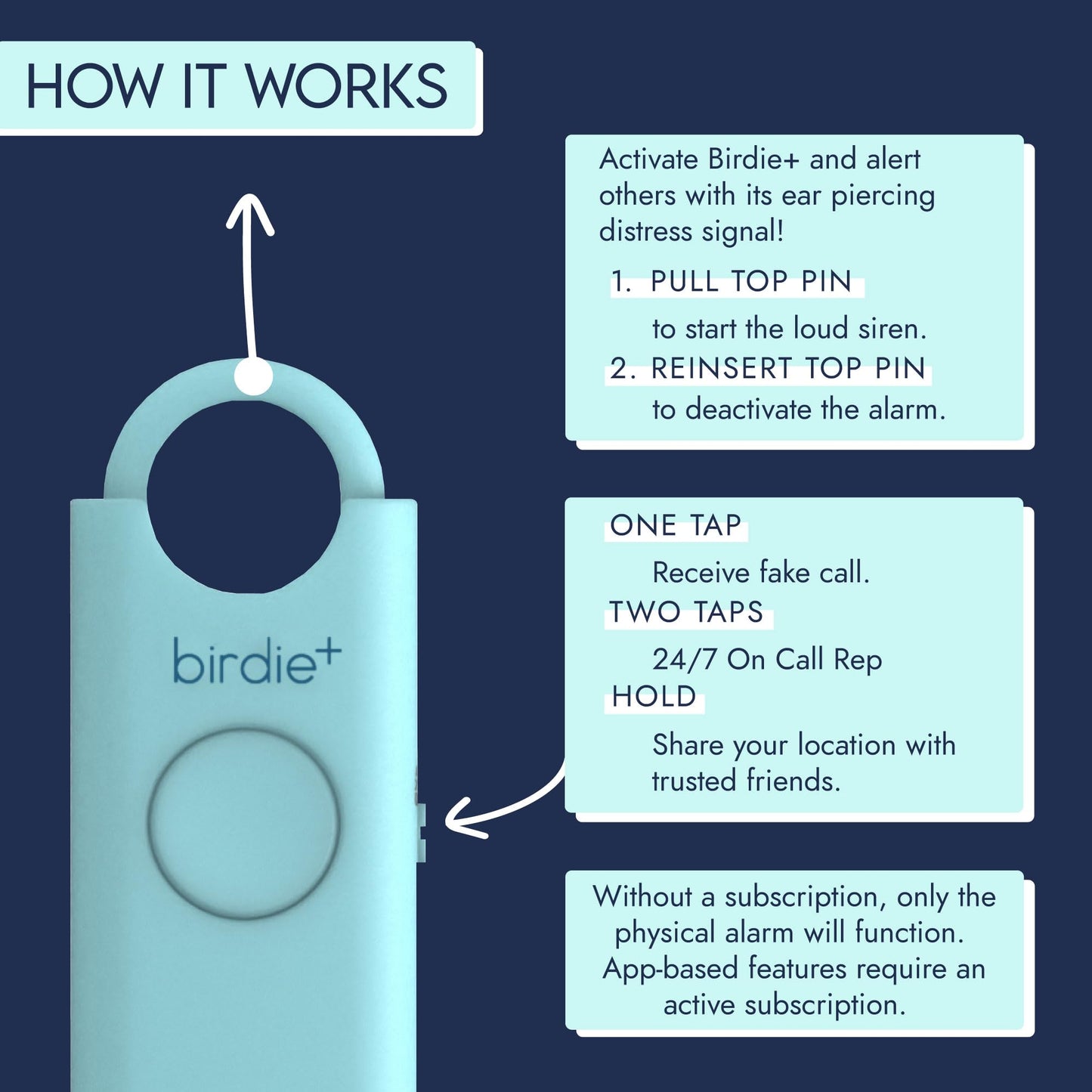 Alarma de Seguridad Personal Birdie Inteligente Rosa con Sirena Fuerte para Mujer