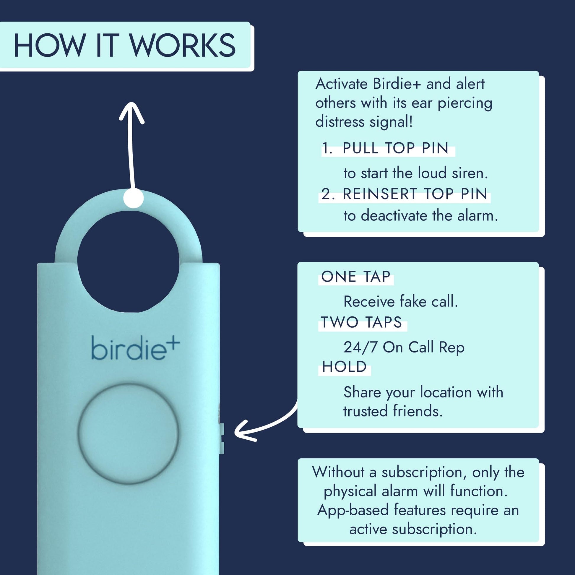 Alarma de Seguridad Personal Birdie Inteligente Rosa con Sirena Fuerte para Mujer