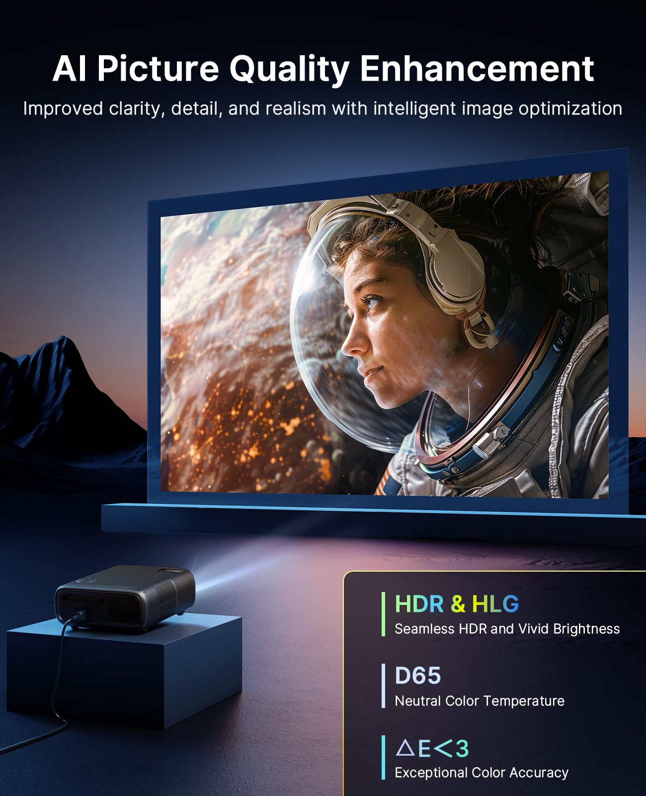 NexiGo PJ40 Pro Google TV Proyector, Native 1080p, soporte 4K, mejora de imagen AI, 800 lúmenes ANSI, proyector inteligente con piedra clave automática, altavoces de 20 W, control remoto