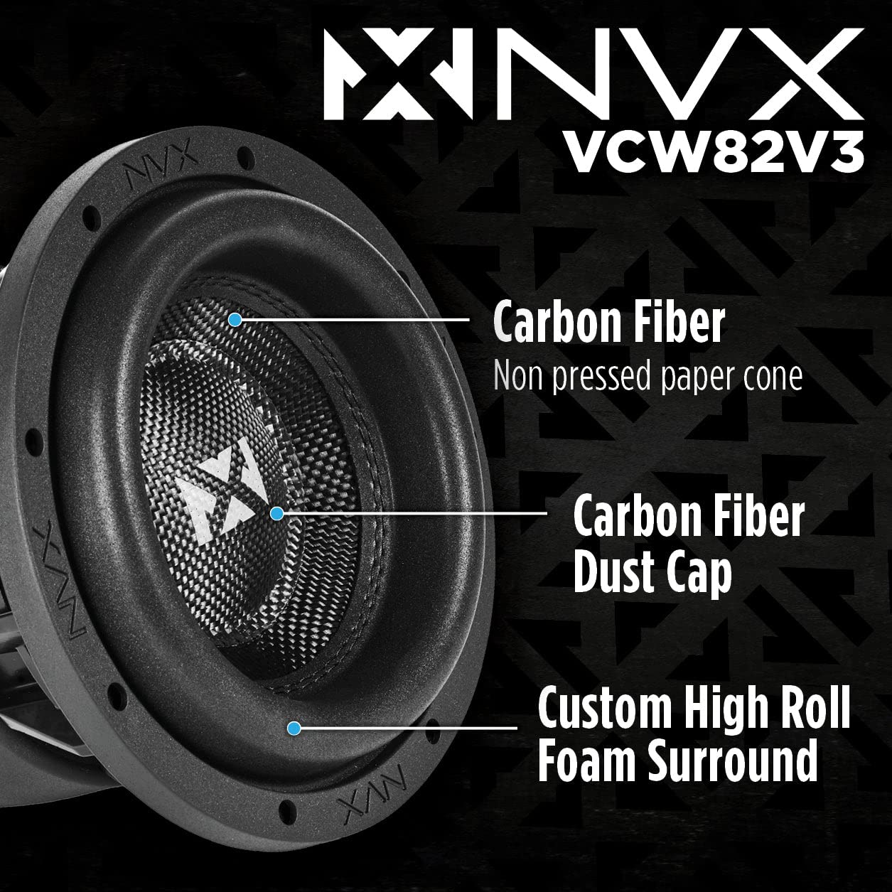 NVX VCW82v3 - Subwoofer dual de 2 ohmios de la serie VC de 2 ohmios (VCW82 versión 3)