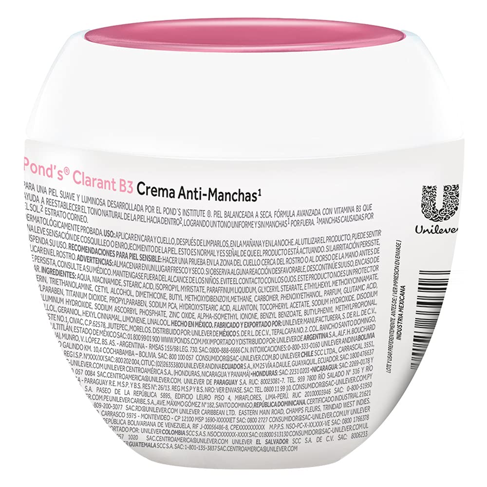 Pond's Crema Facial Anti-manchas Clarant B3 Piel Balanceada a Seca 400 g + Crema Facial Clarant B3 con Factor de Protección Solar 30, 200 g