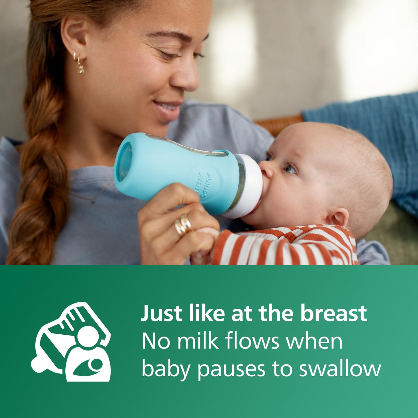 Botella de Cristal Natural Philips AVENT con Pezón de Respuesta Natural para Bebé