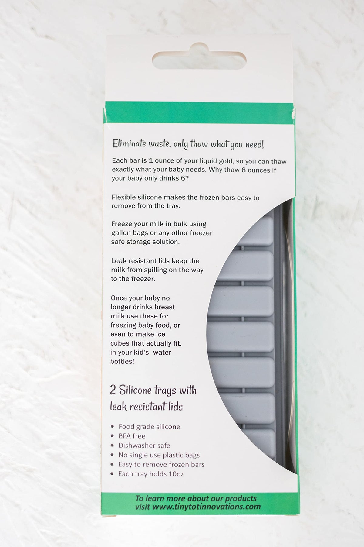 Tiny Tot Innovations Bandejas de Almacenamiento para Congelador de Leche Materna con Portador, 10 Barras de 1oz, 2 Recipientes con Tapas y Portador, 100% Silicona de Grado Alimenticio