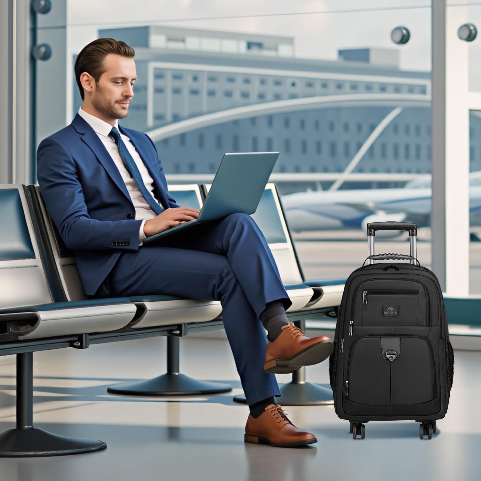 Mochila Rodante MATEIN Negro con 4 Ruedas Resistentes al Agua para Mujer