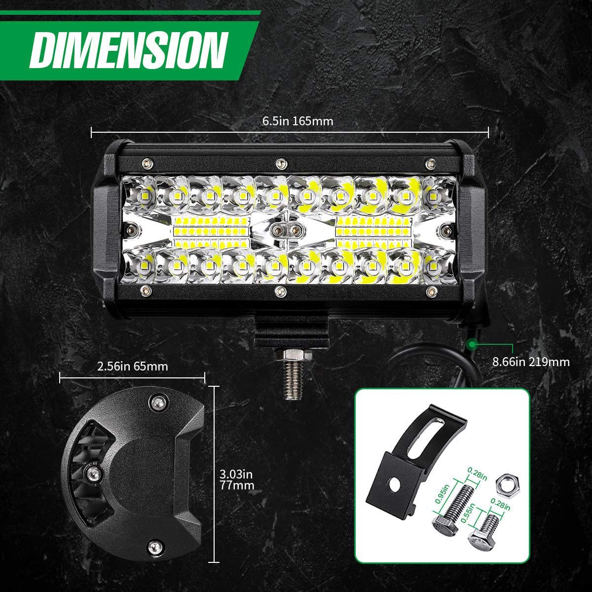 Barra de luz LED de 7IN,120W 24000lm,todoterreno luces de conducción,cápsulas LED con haz combinado de inundación puntual,luces de trabajo LED impermeables para UTV ATV Jeep camión barco, 2PCS
