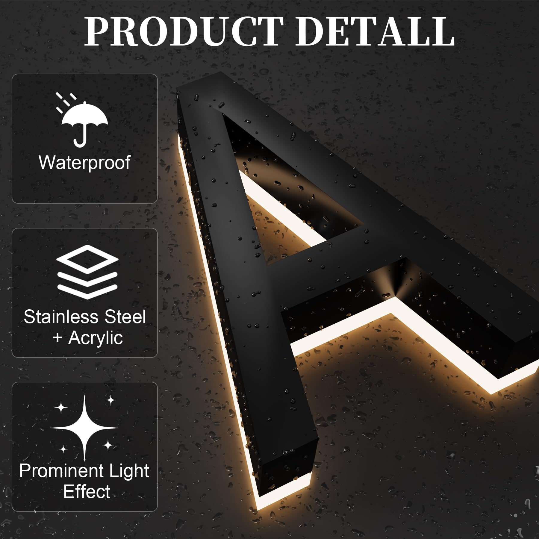 Números de Casa MIDIT Acero Inoxidable LED Retroiluminados 8 Pulgadas