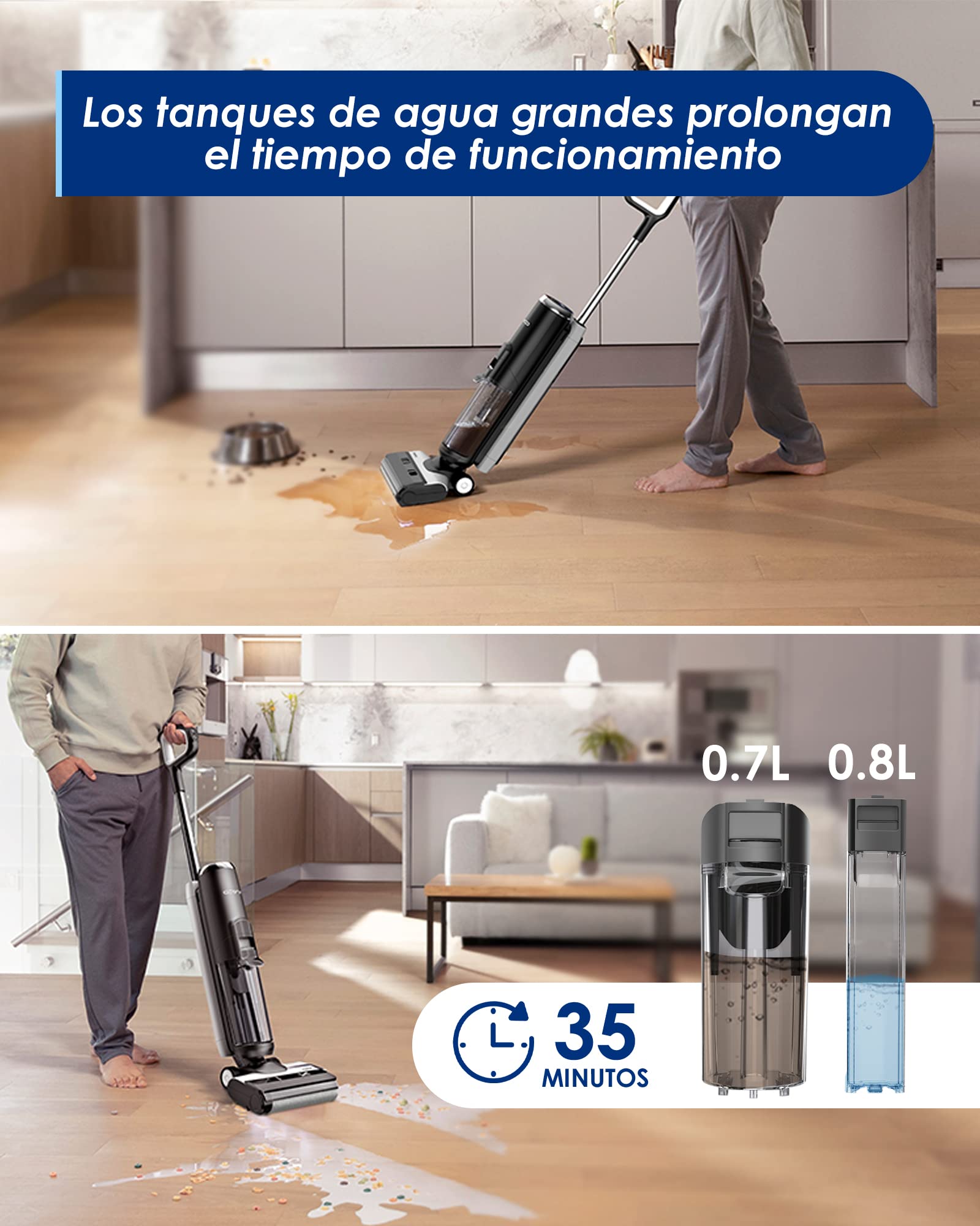 Aspiradora Escoba Inteligente Tineco Floor One S5 Blanca Sensor Inteligente inalámbrica para Suelos Seco y Húmedo Pantalla Digital
