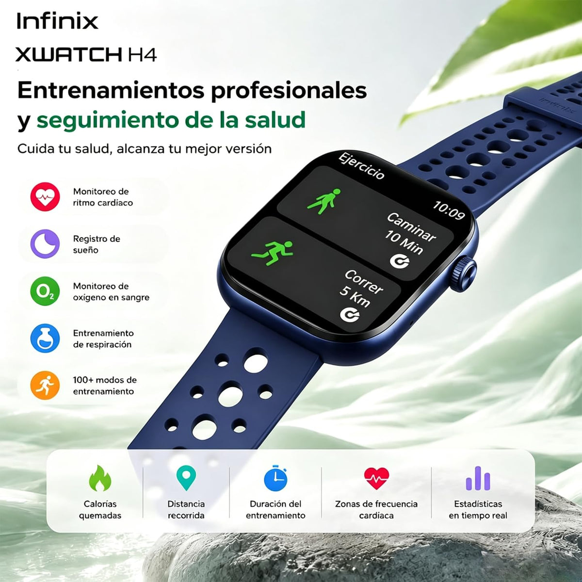 Smartwatch Infinix Xwatch H4 Negro con Llamadas Bluetooth 5.3 Pantalla 2.04'' LCD