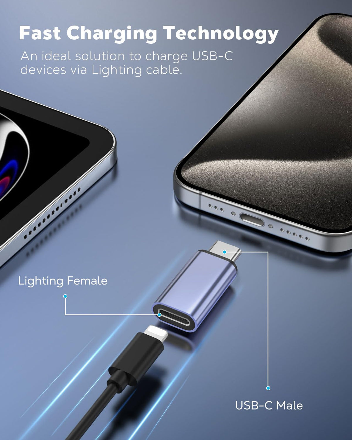 Adaptador USB-C a Lightning Moko para iPhone 17 16 15 Carga Solo 4 Piezas