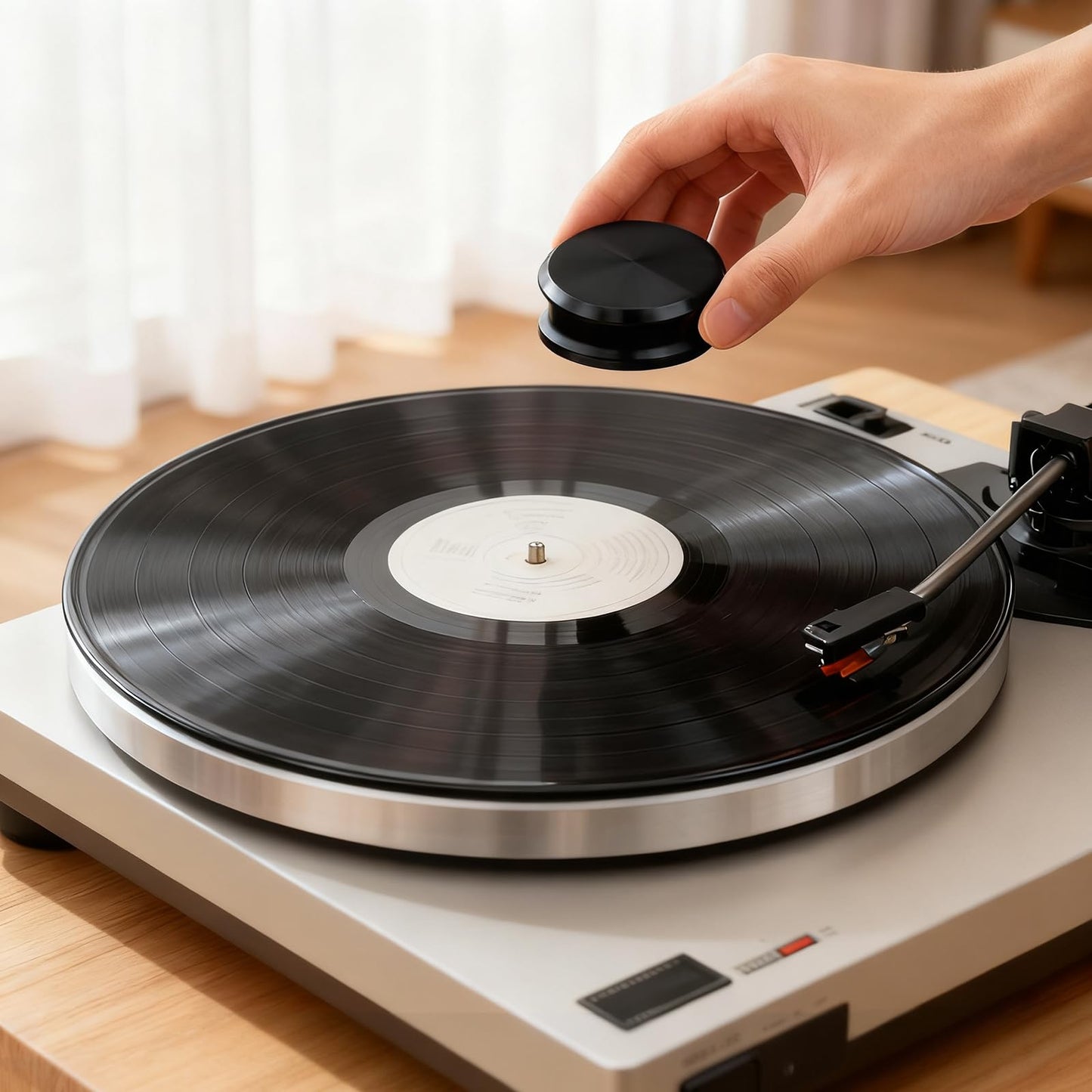 Pancosmy - Estabilizador de peso para discos de 11 onzas, color negro, de perfil bajo, para tocadiscos con almohadilla de base suave