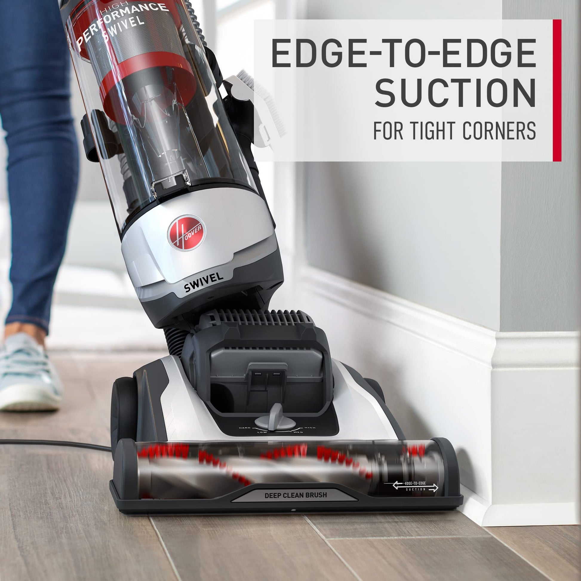 Hoover MaxLife Elite - Aspiradora giratoria con filtración de Medios HEPA, sin Bolsa, multisuperficie Vertical para alfombras y Suelos Duros, UH75100, Color Blanco