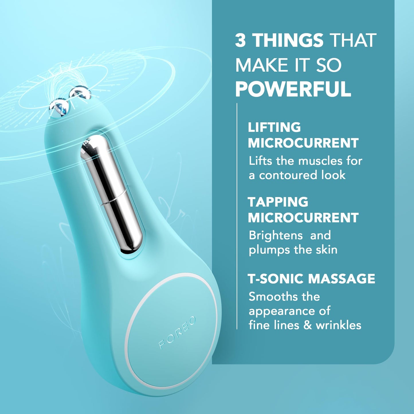 FOREO BEAR 2 Eyes & Lips - Masajeador facial reafirmante microcorrientes - Aparato radiofrecuencia facial - Masajeador ojos antiojeras - Tratamiento arrugas - Arctic Blue
