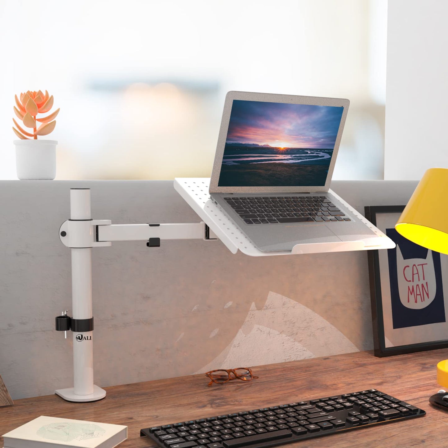 Brazo para Laptop WALI Blanco con Soporte Ajustable y Refrigeración para Escritorio de hasta 17 Pulgadas 10 kg