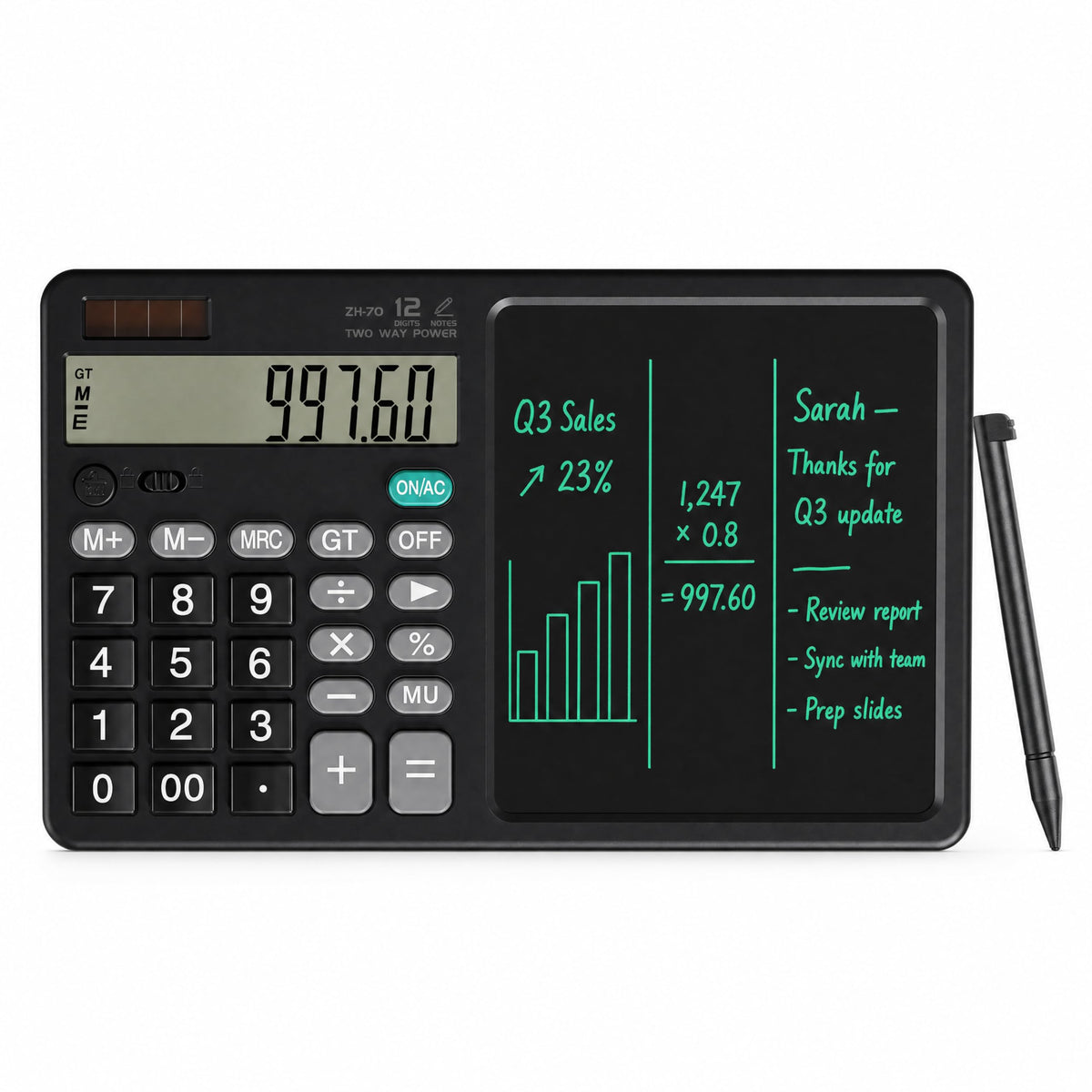 Calculadora de Escritorio DPEDUAI Negro con Tablero de Notas y Lápices Ópticos Integrados