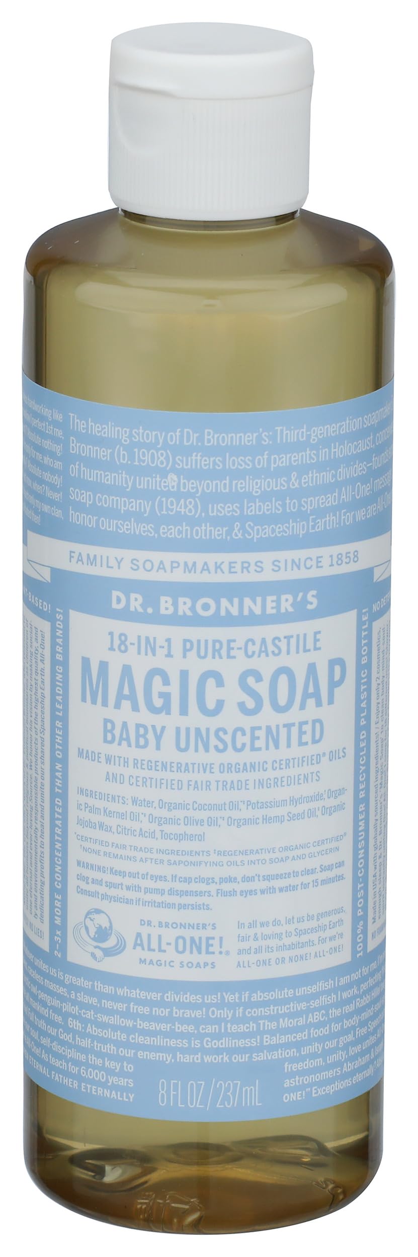DR BRONNERS jabón suave para bebé, 8 onzas líquidas