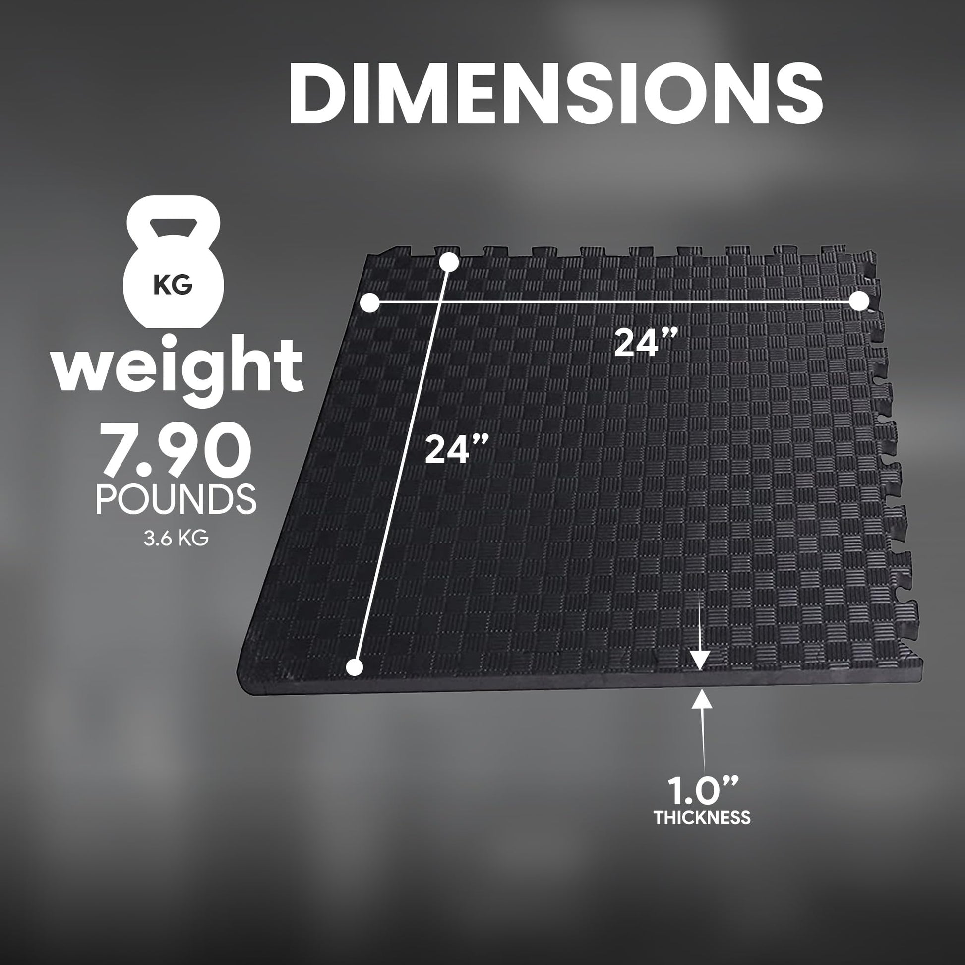 BalanceFrom Bfpm-03, Tapete De Ejercicio Con Azulejos Entrelazados Espuma EVA Para MMA Gimnasi Unisex Adulto, Negro (Black), One Inch Thick 24 Square Feet