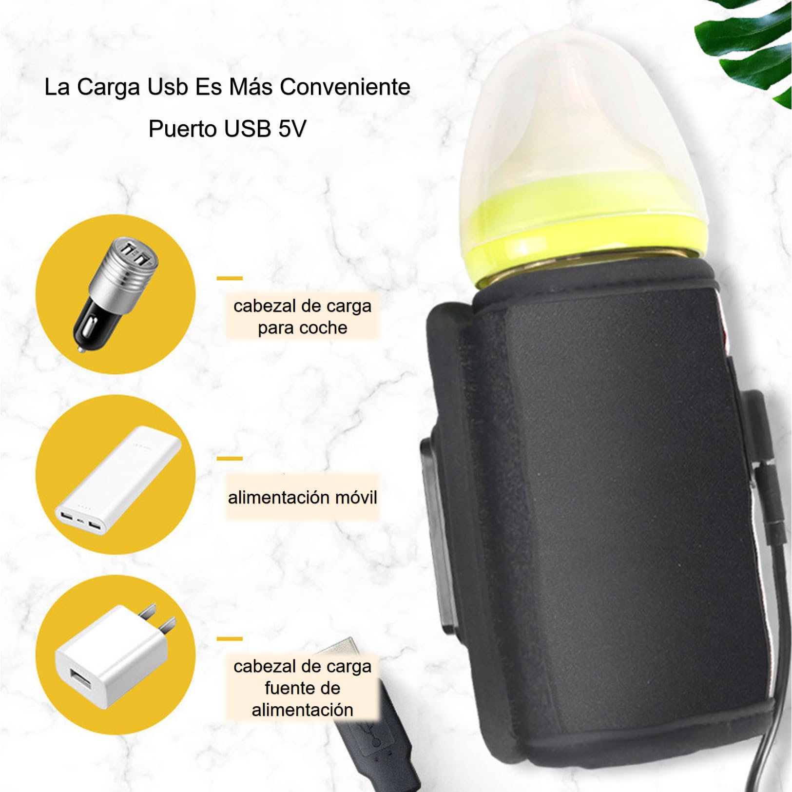 Calentador de Biberones USB para Viaje de bebé, Calentador de Leche para Bebés, Bolsa de Biberón con Aislamiento Portátil, Temperatura Constante, Calentamiento Rápido, Calentador