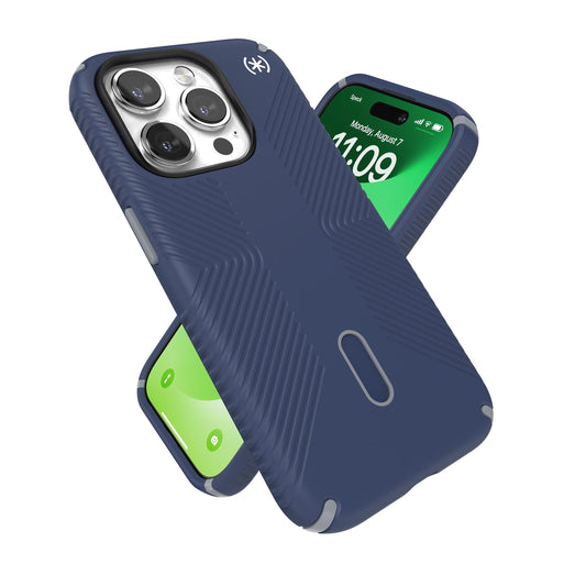 Funda iPhone 15 Pro Speck Presidio2 Grip Magsafe Clicklock Azul Costal/Gris Polvo