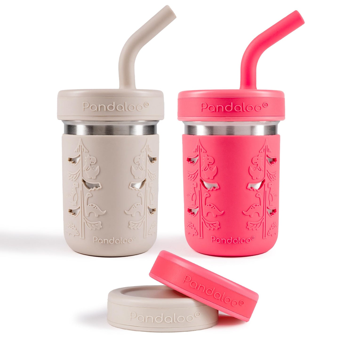 Pandaloo® - Vasos de licuado para niños pequeños - vaso de acero inoxidable con pajita, taza para batidos, sin BPA, tazas de aperitivos para niños pequeños, 295 ml (10 oz)