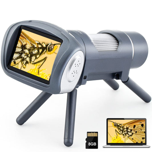 Andonstar Ad012 Kit De Microscopio Portátil Para Niños, Microscopio Infantil Lcd De 2" Con Portaobjetos Preparados, Tarjeta Sd De 8G, Compatible Con Windows Pc, Juguetes Educativos Stem Para Uso En Interio