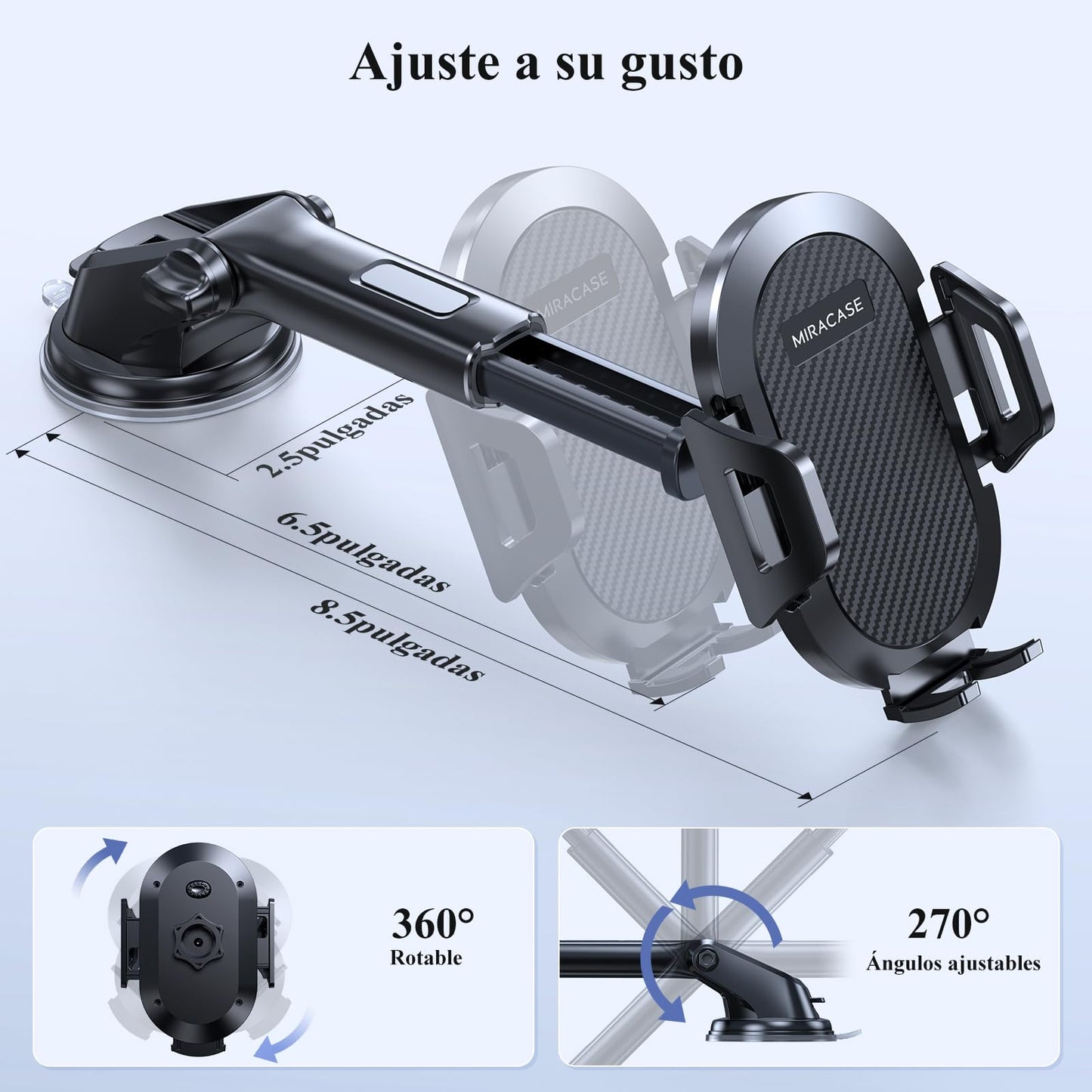 Soporte Celular Miracase Negro 3 en 1 para Automóvil