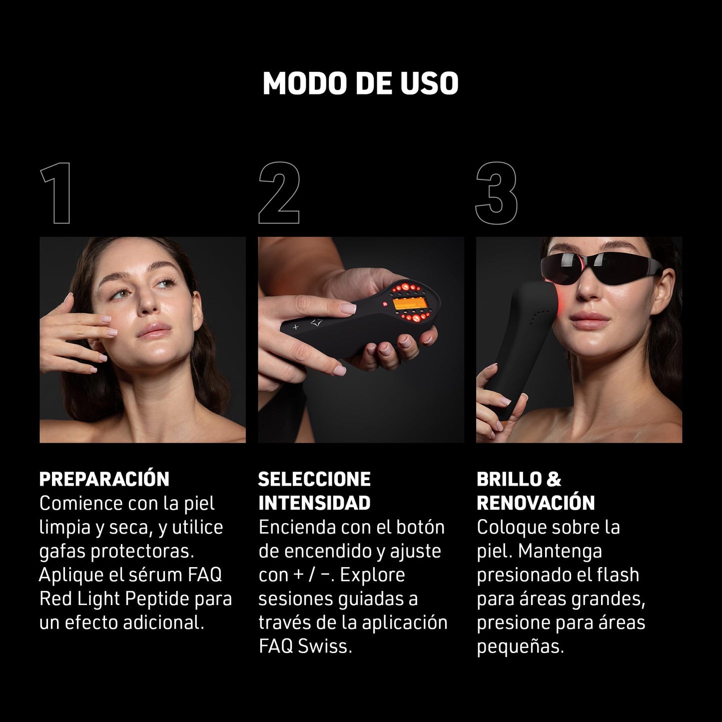 Faq 502 Luz LED Roja & Infrarroja + Red Light Peptide Serum – Leds de Espectro Completo con Acido Hialuronico & Péptidos de Colageno – Set Cuidado Piel Luminosidad e Hidratación