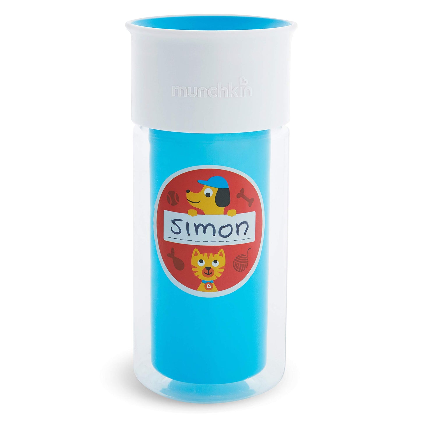 Munchkin Miracle 360 Taza con aislamiento térmico, incluye pegatinas para personalizar la taza, 10 oz, azul