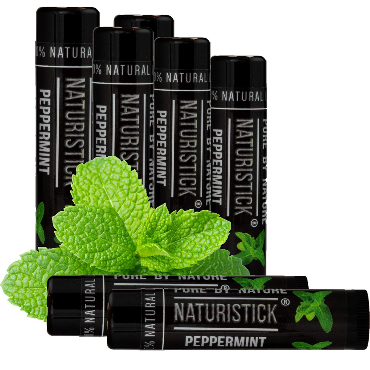 Juego de regalo de bálsamo labial natural de Naturistick, el mejor palillo curativo para labios secos, agrietados, con aloe vera, vitamina E, aceite de coco. Para hombres, mujeres y niños. Fabricado en EE.UU. (menta negra)