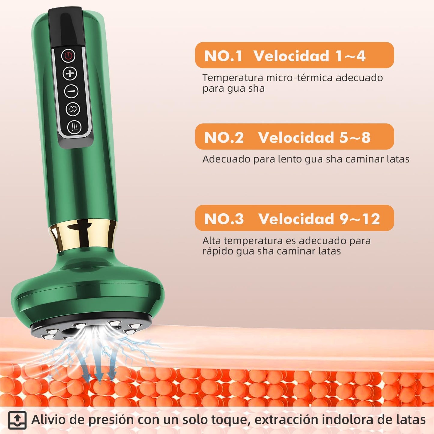 Masajeador Celulitis,Masajeador Corporal Multifuncional,con Tablero Gua Sha,Herramienta de Masaje eléctrico,12 Niveles con Calor, Removedoras de Grasa Eléctrica, para Brazo,Cintura,Pierna-Verde