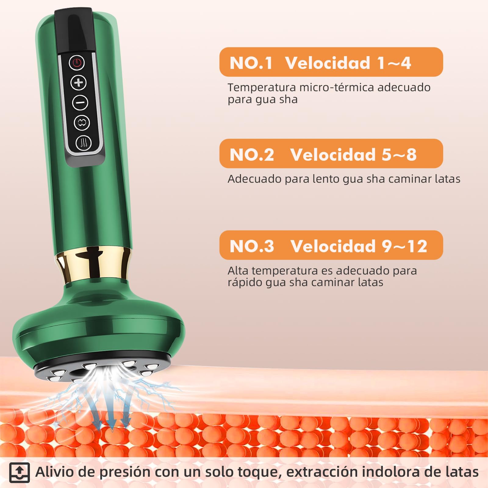 Masajeador Celulitis,Masajeador Corporal Multifuncional,con Tablero Gua Sha,Herramienta de Masaje eléctrico,12 Niveles con Calor, Removedoras de Grasa Eléctrica, para Brazo,Cintura,Pierna-Verde