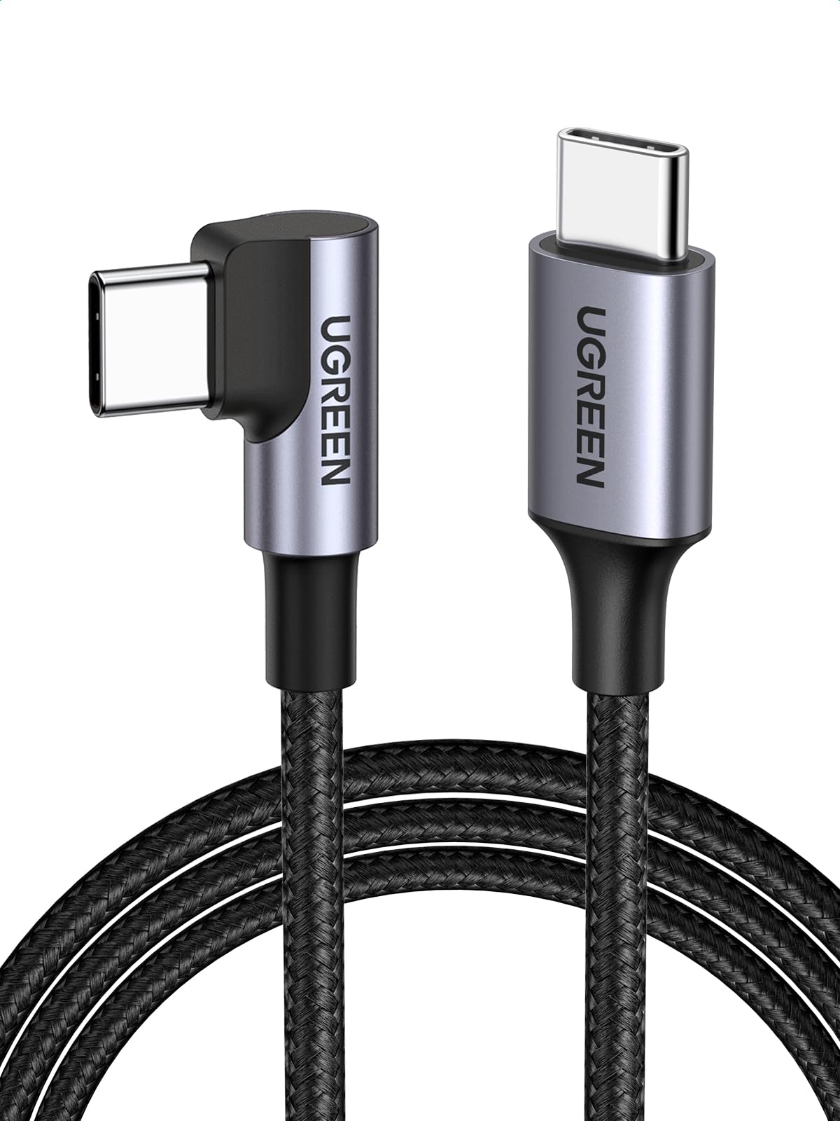 Cable USB C a C UGREEN Negro 90 Grados 2M 60W para iPhone y Galaxy