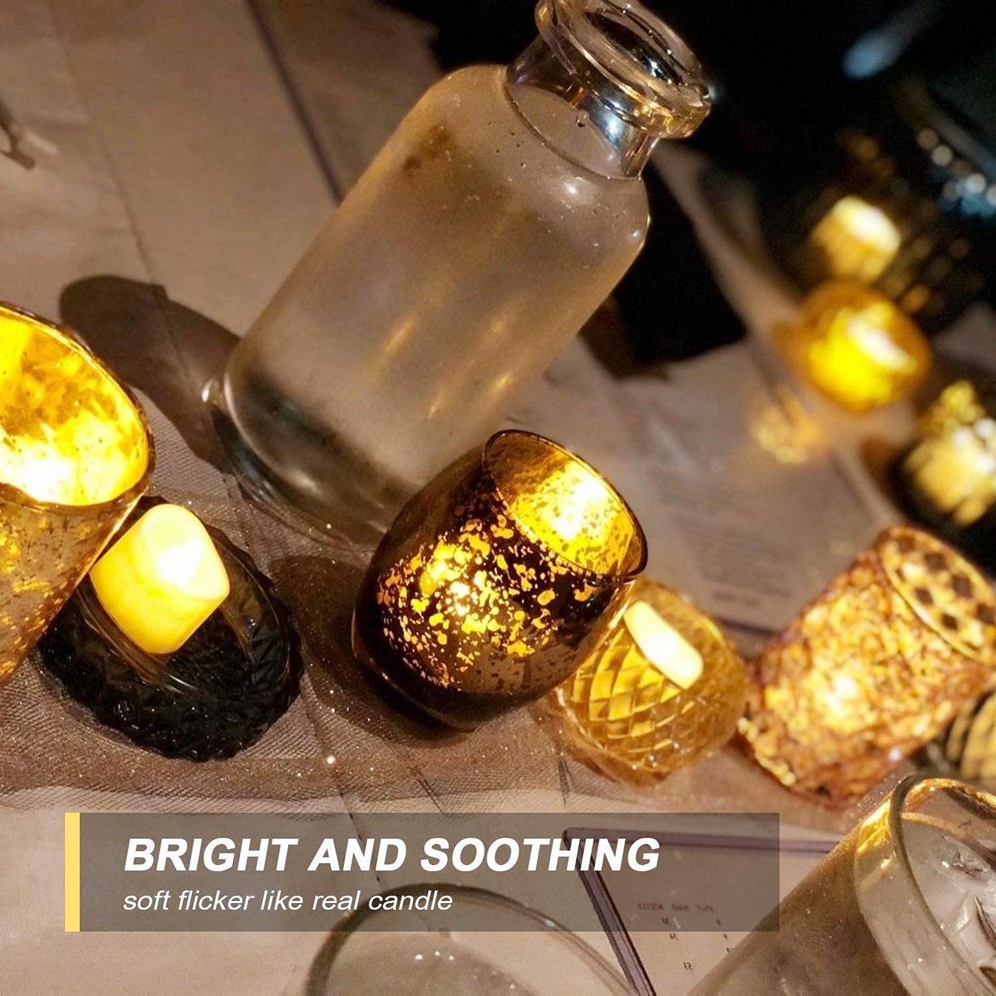 Velas LED de Té Paquete 12 Pilas Amarillo Cálido Efecto Parpadeo para Decoración Hogar y Fiestas
